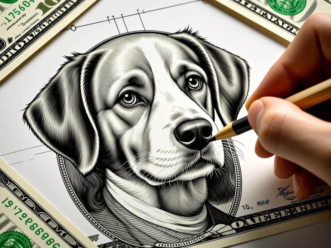 如何画狗狗冥币图纸教程，从基础草图到细节呈现